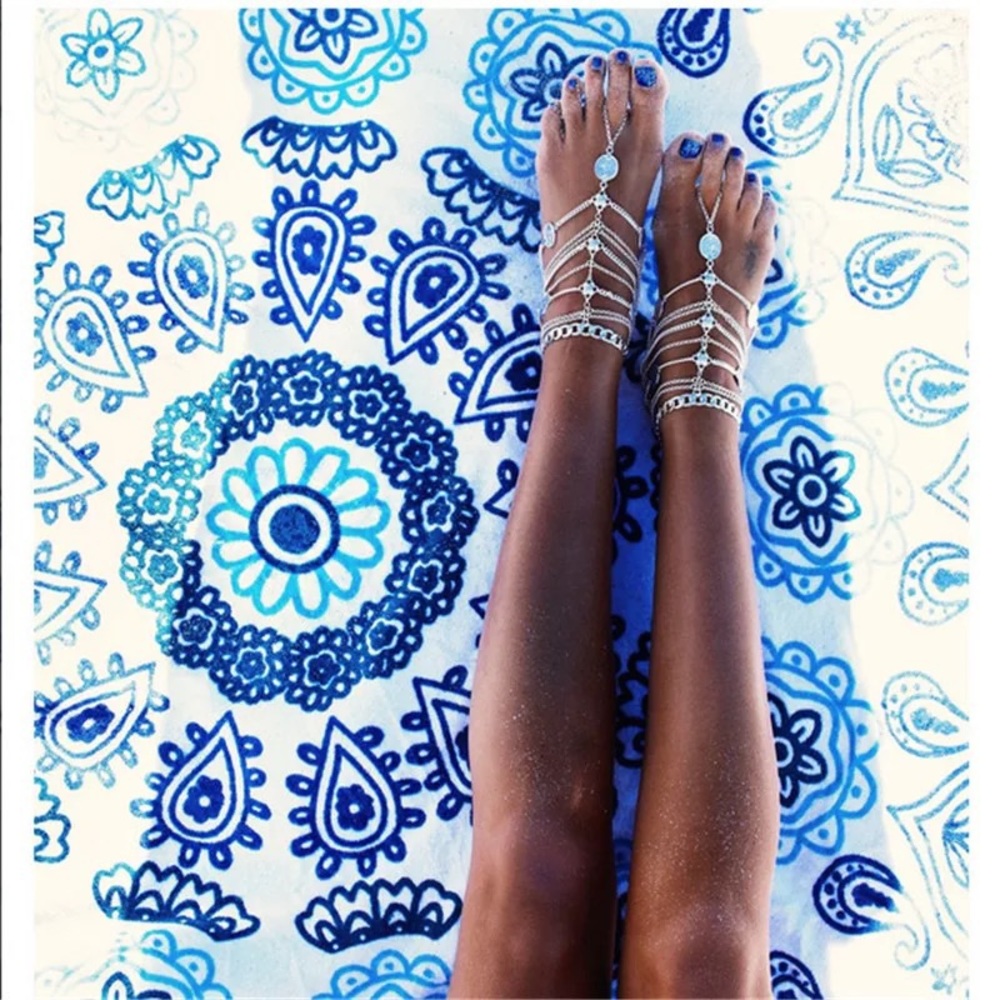 Silver Boho Chain Anklet Festival Jewelry